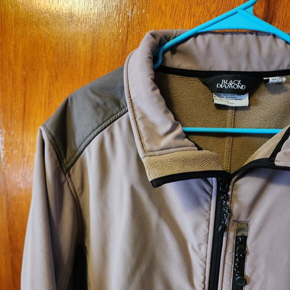Men's 2XL Black Diamond Tan Fleece Lined Zip Up Soft Shell Jacket - Picture 3 of 10